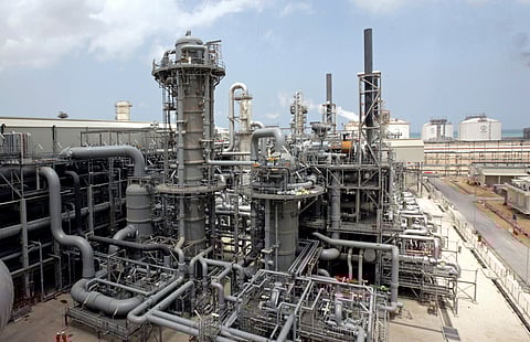 FILE - This April 4, 2009, file photo, shows a gas production facility at Ras Laffan, Qatar.