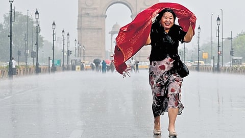 
Rain lashes parts of the national capital in New Delhi on Thursday.