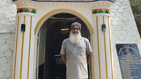 Sidheeque Peer, outside the mosque