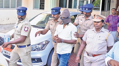 The accused in the case, M Dharma Muneeswaran, was produced before the Thoothukudi district court on Friday following his arrest.