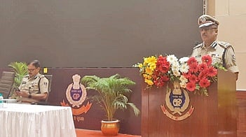 DGP YB Khurania addressing media persons in Bhubaneswar on Friday