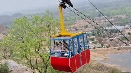 A woman was killed and seven others were injured AS temple ropeway snaps midway in Chhattisgarh