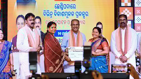Union Education minister Dharmendra Pradhan launching the projects at Chhendipada in Angul district.