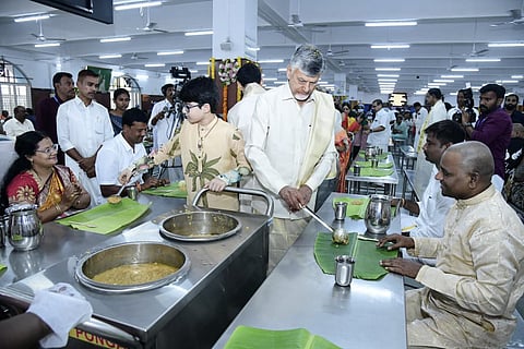 Chief Minister N Chandrababu Naidu visited Tirumala along with his family members today and offered prayers to Lord Venkateswara on the occasion of the birthday of his grandson Devansh.