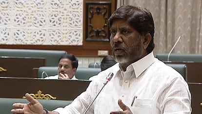 Deputy Chief Minister Mallu Bhatti Vikramarka speaks during the Assembly session at Hyderabad.