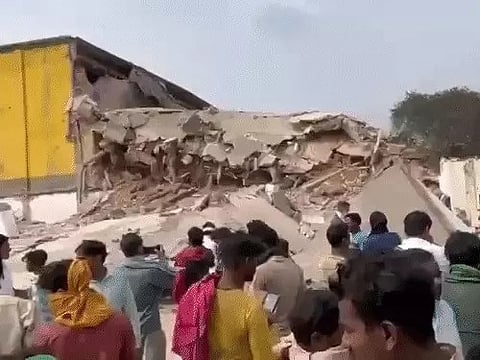 The district administration launched a rescue operation using five JCB machines, as SDRF and NDRF teams reached the spot. Nine people were rescued from the debris.