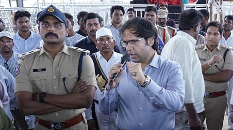 District collector Ankith inspected arrangements of Lord Rama Kalyanam in Bhadrachalam.