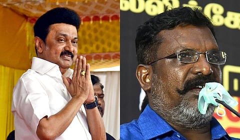 Chief Minister M K Stalin and VCK chief Thol Thirumavalan