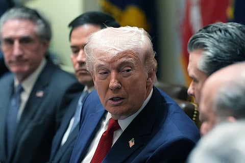 President Donald Trump speaks during a Cabinet meeting at the White House, Thursday, March 26, 2026, in Washington.