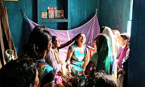 Grieving mother of the three children killed in the incident in Aurangabad district.