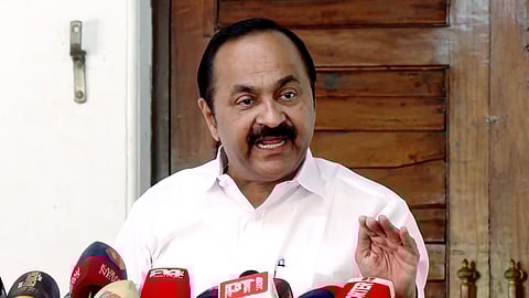 Congress MLA and UDF chairman VD Satheesan speaks to the media in Thiruvananthapuram.