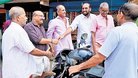 Congress’ rebel candidate Koyyam Janardhanan campaigning at Taliparamba