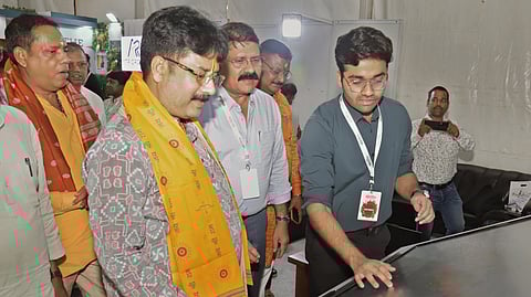 H&UD minister Krushna Chandra Mahapatra going round the 19th Home and Decor and India International Mega Trade Fair at IDCO Exhibition Ground in Bhubaneswar.