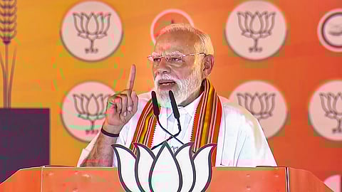 Prime Minister Narendra Modi addresses a public meeting in Palakkad, Kerala, on March 29, 2026.