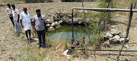 The well which is not accessible to the farmers due to solar fencing.