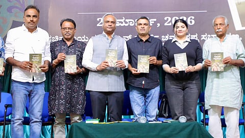 RDPR Minister Priyank Kharge at the release of a book on karavaliya charitreyalli Hyderali mattu Tipu Sultan authored by journalist Naveen Surinje in Bengaluru on Sunday.