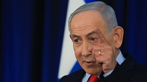Israeli Prime Minister Benjamin Netanyahu speaks during a press conference in Jerusalem, Thursday, March 19, 2026.