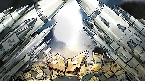 Since 2022, global military spending has risen from 2.2 percent to 2.5 percent of global GDP and from 6.6 percent to 7.1 percent of government budgets