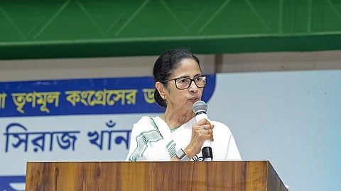West Bengal Chief Minister and Trinamool Congress supremo Mamata Banerjee speaks at an election campaign in West Medinipur on Monday, March 30, 2026.