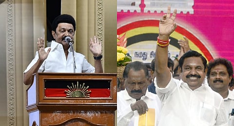 TN CM and DMK Chief MK Stalin (L), AIADMK party general secretary Edapadi K Palaniswamy.