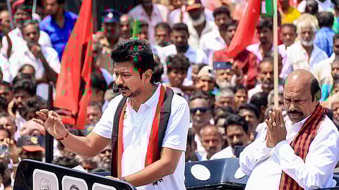 Tamil Nadu Deputy Chief Minister Udhayanidhi Stalin during an election campaign for the upcoming Assembly elections in support of DMK candidate EV Velu, in Tiruvannamalai, Tuesday, March 31, 2026.