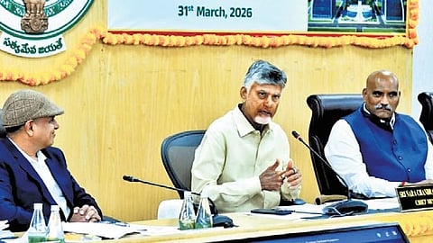 AP Chief Minister N Chandrababu Naidu addressing a round table on the Quantum Valley hardware ecosystem on Tuesday.