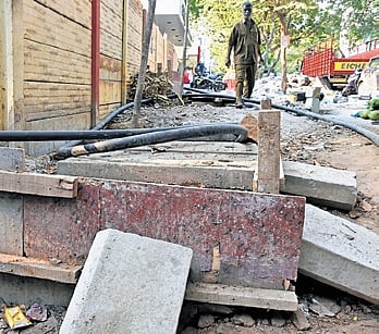 Work on this footpath on Vylalikaval 2nd Main Road is pending for the last five months