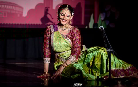 Navina Jafa, Kathak artiste and cultural activist on stage performing 'Sair-e-Motorcar'