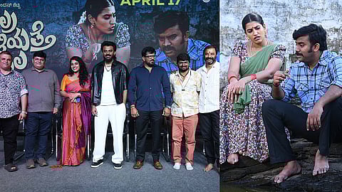 The cast and crew of Elra Kaaleliyatte Kaala (L) and a still from the film (R)
