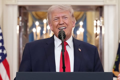 President Donald Trump speaks about the Iran war from the Cross Hall of the White House on Wednesday, April 1, 2026, in Washington.
