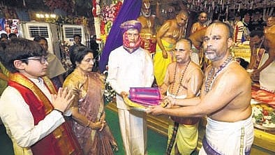 Chief Minister N Chandrababu Naidu offers Pattu Vastrams at Kodandarama Swamy temple to mark Brahmotsavams.