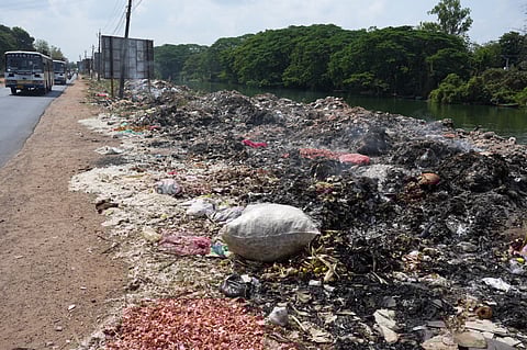 Sir arthur cotton barrage eastern delta canal turns into dumping yard for Dowleswaram in East Godavari.