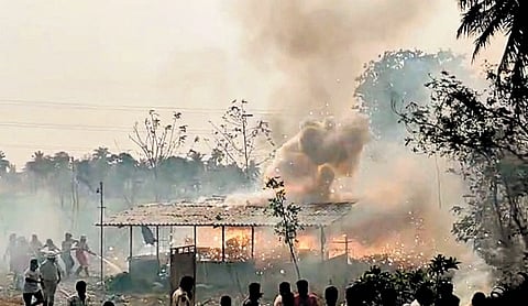 Firecracker explosion in Vetlapalem.