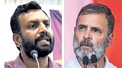 CPI’s Rajya Sabha MP P Sandosh Kumar (L) & Rahul Gandhi 