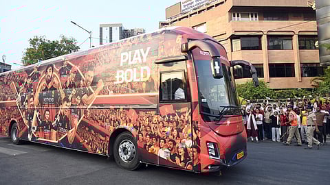 Cricket fans at Chinnaswmay stadioum duing the match in Bengaluru on Sunday.