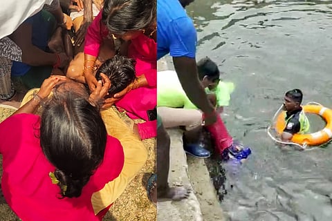 A 65-year-old woman, her grandson and another 11-year-old girl who was their relative, drowned in an open well at Silavattam village near Madurantakam on Saturday morning, police said. 