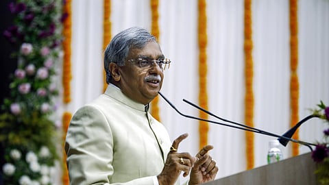 Supreme Court Judge Justice Vikram Nath delivers a speech during the 21st Justice PD Desai Memorial Lecture at the Gujarat High Court Auditorium Hall in Ahmedabad on Friday.