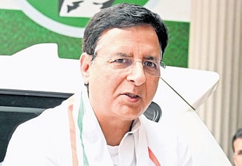 AICC General Secretary Randeep Singh Surjewala addresses the media in Bengaluru on Sunday