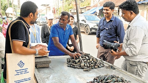 Election Commission officials during their field visit to make a promotional video for the SIR process in Kozhikode