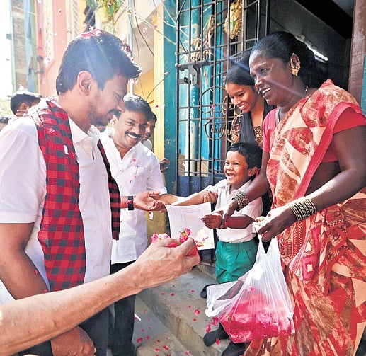 Deputy CM Udhayanidhi Stalin during his poll campaign in Chennai 