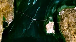 Satellite image of the King Fahd Causeway