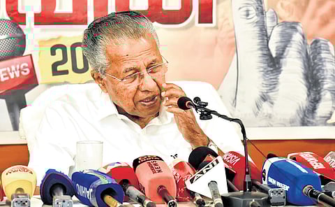 CM Pinarayi Vijayan at the ‘Janaveedhi’ programme conducted 
at Kannur Press club
