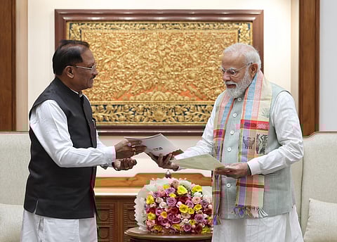 Chhattisgarh CM Vishnu Deo Sai shares blueprint of 'New Bastar' with PM Narendra Modi in New Delhi on Tuesday, April 7, 2026.
