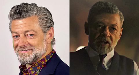 (L) Andy Serkis; (R) The actor as Alfred in The Batman