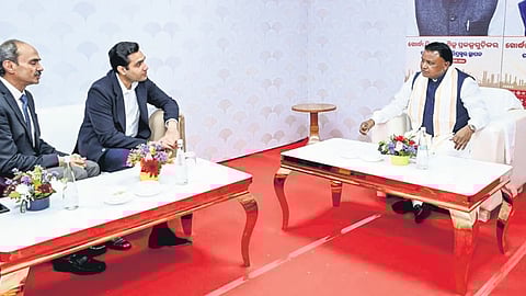CM Mohan Charan Majhi in an interaction with Karan Adani on Wednesday
