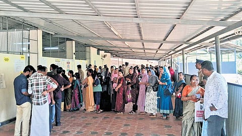 Landslide survivors at polling booth in Chooralmala, Wayanad