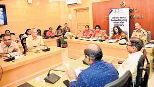 NCW chairperson Vijaya Rahatkar speaking at the meeting, at Lok Seva Bhawan on Thursday.