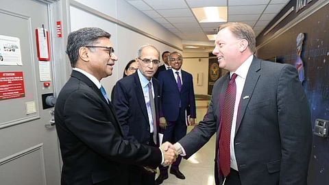 Foreign Secretary Vikram Misri meets with US Under Secretary of Defense for Acquisition & Sustainment Michael P Duffey at the Pentagon in Arlington, Virginia, on Wednesday.