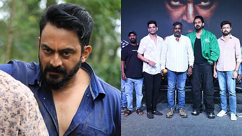 A still from Kaada (L) and the cast and crew of the film (R)