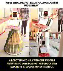 Robot 'Nila' welcomes voters at the Puducherry model polling booth